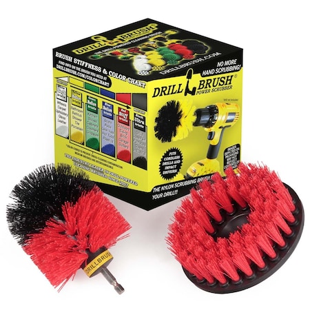 Drill Brush Power Scrubber By Useful Products 5 in W 5 in L Brush, Red 5in-Red-Orig-RdBlk